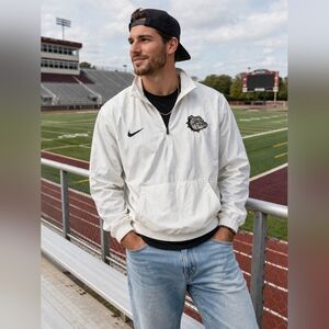 Nike Bulldogs White Windbreaker Pullover Jacket XL Athletic Lightweight